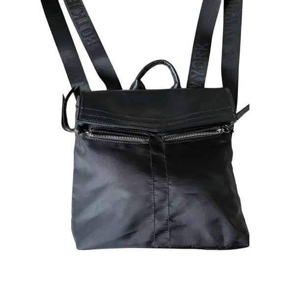 Botkier Small Black Nylon & Pebbled Leather Backpack Logo Straps - Picture 8 of 15